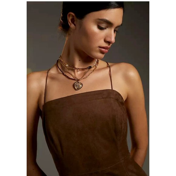 ANTHROPOLOGIE | Faux Suede Strappy Back Midi Dress | NWT - Picture 4 of 4